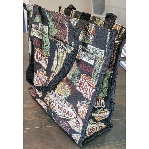 Vintage (c. 2000s) Bovano USA Co. Las Vegas‎ Canvas Tapestry Travel Tote Bag - Picture 4 of 6